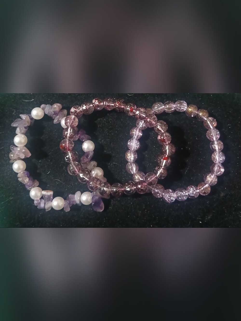 Purple Beaded Stretch Bracelet Set